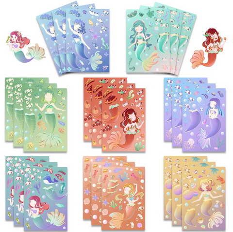 Playful Mermaid PVC Sticker Pack 50pc