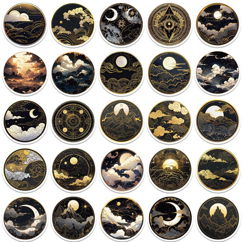 Golden Moon PVC Sticker Pack 50pc