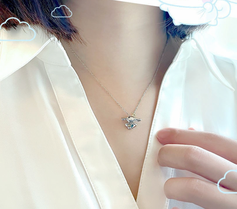 Silver Cinnamonroll Cloud Necklace