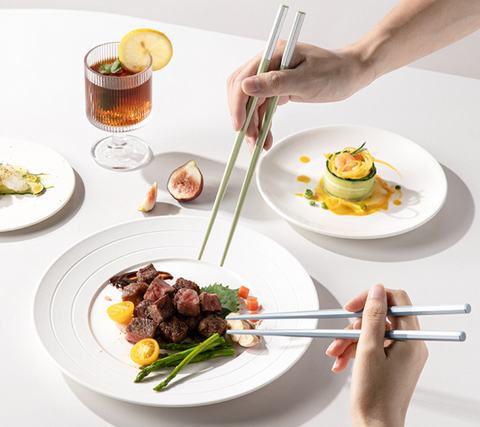 Silver Tip Alloy Chopstick 5 Set