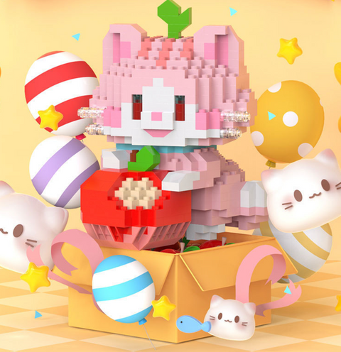 Pink Cat with Peach Building Block