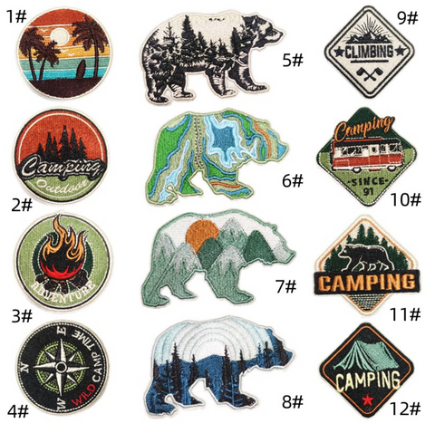 Camping Embroidered Badge Set