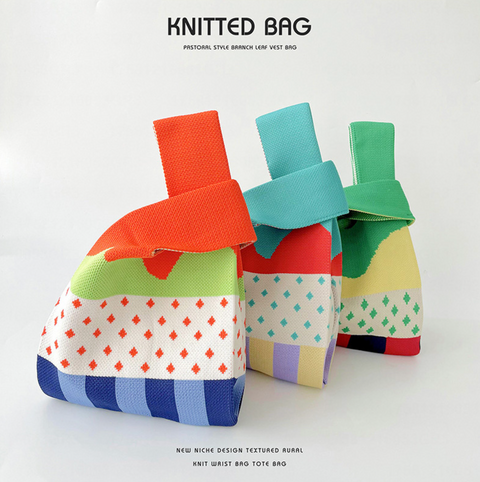 Ice Cream Color Block Knit Tote
