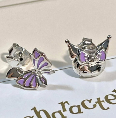 Silver Kuromi Purple Earring
