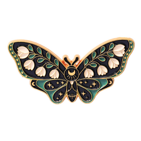 Pink and Black Flower Moth Pin