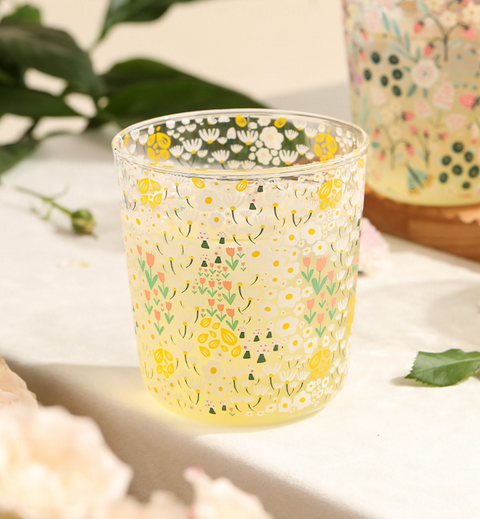 Gift Set of 4 Glass Flower Cup 454ml