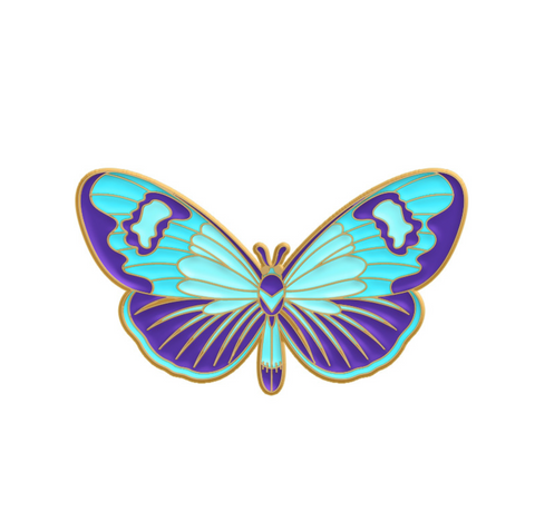 Bright Blue Purple Moth Pin