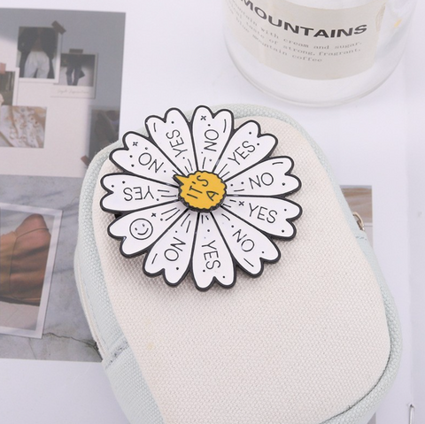 White Flower Yes No Pin