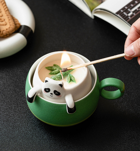 Panda Mug Set with Candle