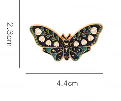 Pink and Black Flower Moth Pin
