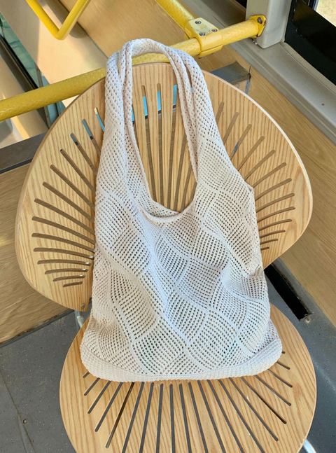 Diamond Stitch Knit Tote