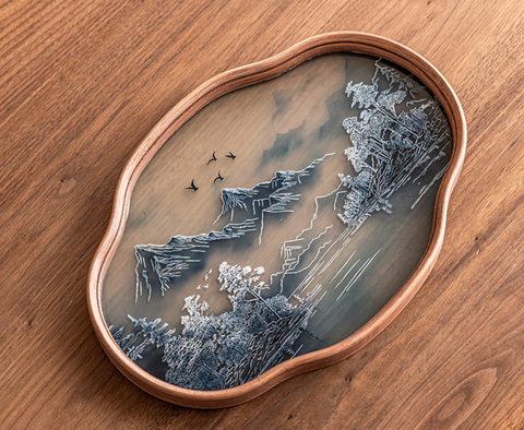 Mountains Clear Blue Tray