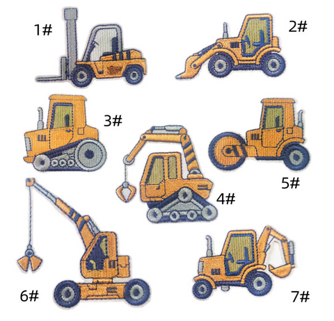 Construction Machine Embroidered Badge Set