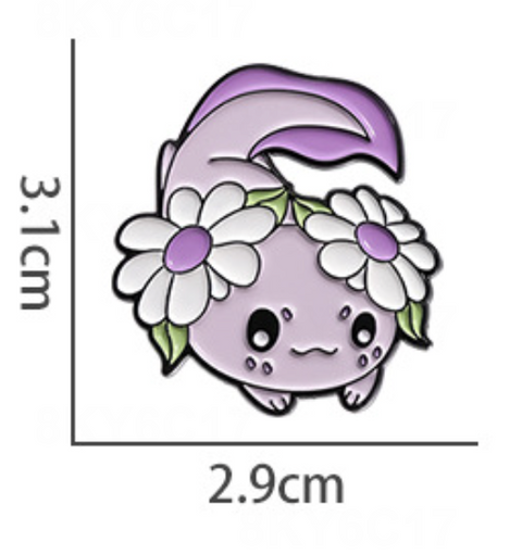 Purple Flower Axolotl Pin