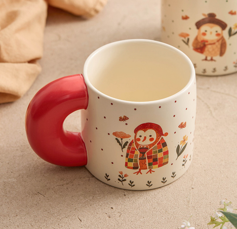 Owl Thick Handle Ceramic Mug 550ml