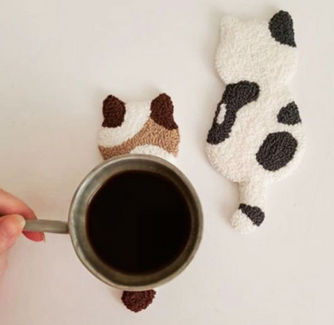 Black White Cat Carpet Coaster DIY