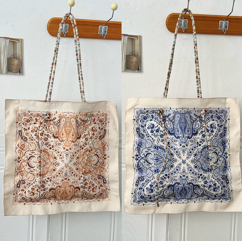 Bohemian Reversible Square Canvas Tote