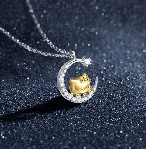 KT Gold Crescent Moon Necklace