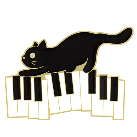 Black Cat Piano Keys Pin