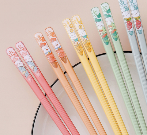 Rabbit Head Alloy Chopstick 5 Set