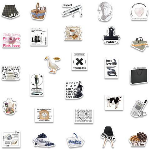 Coffee Caption PVC Sticker Pack 50pc