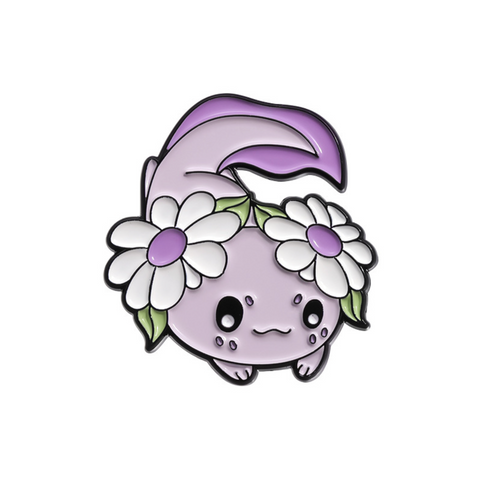 Purple Flower Axolotl Pin