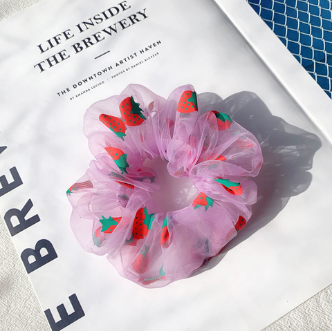 Sheer Strawberry Scrunchie