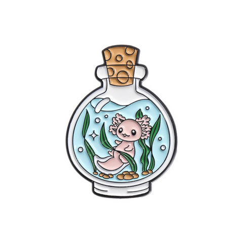 Pink Axolotl Bottle Pin