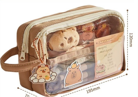 Brown Capybara Pencil Case Set sticky note