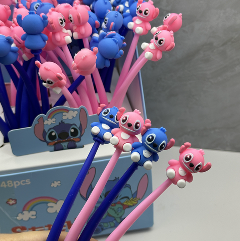 Pink and Blue Stitch 0.5mm Black Gel Ink Pen