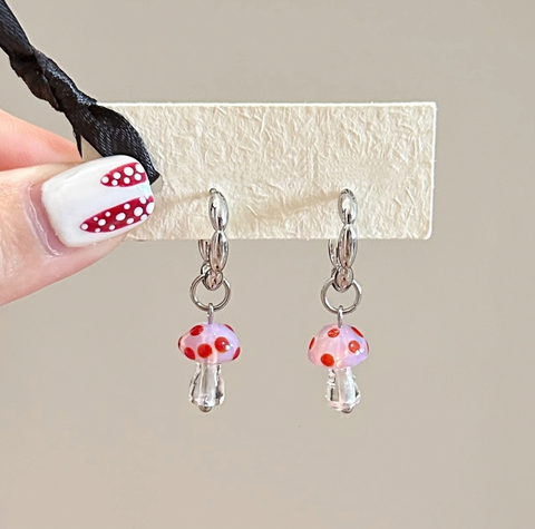 Glass Mushroom Earrings