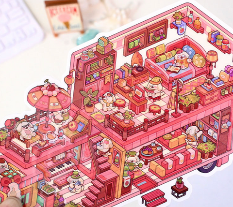 Puppy's Pink House 3D Sticker Room