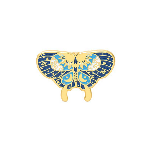 Navy Blue Teal Luna Moth Pin