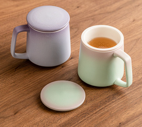 Large Soothing Ceramic Cup with Lid