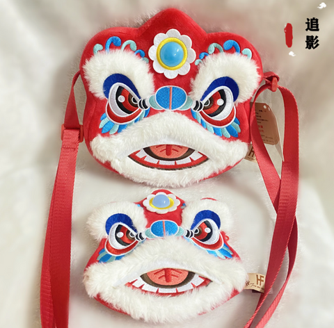 Chinese Lion Plush Purse Bag
