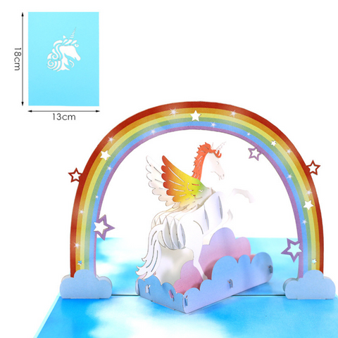Pop Out Card Unicorn Rainbow