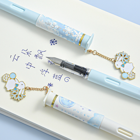 0.5mm Fountain Pen Set with Refill - Winter Snow Bunny