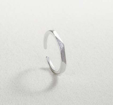Geometric Brushed Silver Ring - Small