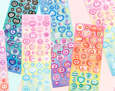 Jiyu Pattern Heart Stickers