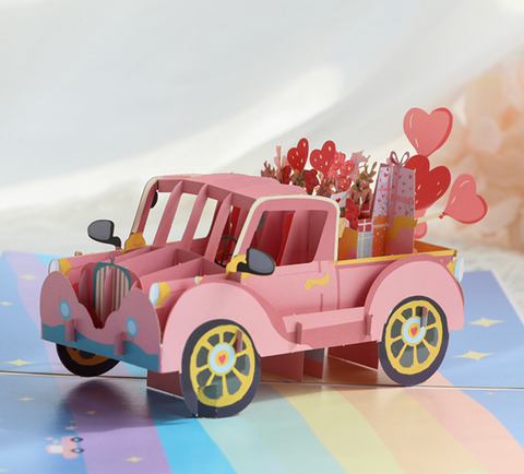 Pop Out Card Love Pink Car