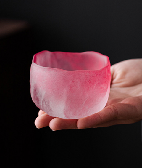 Japanese Pink Glass Cup Set