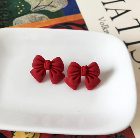 Red Bow Earring