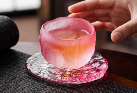 Japanese Pink Glass Cup Set