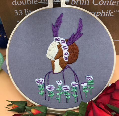 Purple Antler Brunette Embroidery