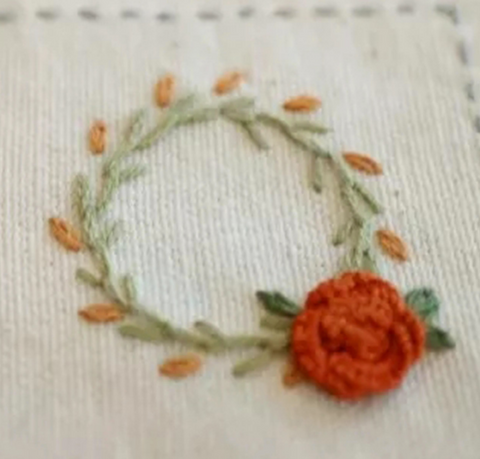 Red Flower Wreath Embroidery