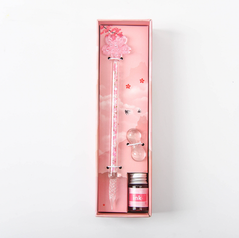 Cherry Blossom Glass Dip Pen Set