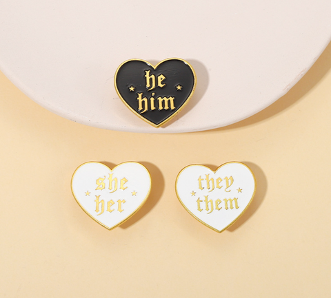 Pronoun Heart Pins