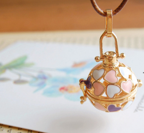 Purple Heart Gold Ball Necklace