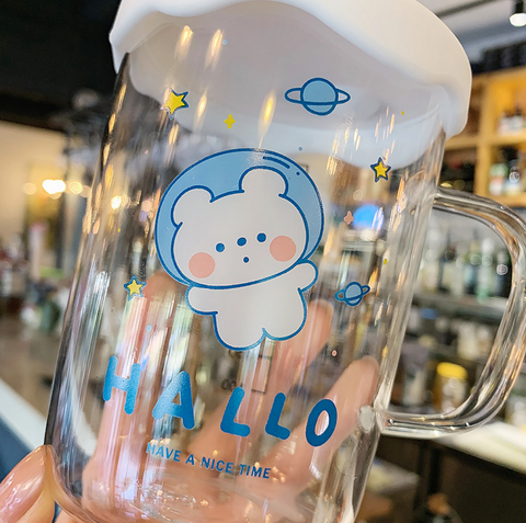 Cute Bear Glass Cup 500ml