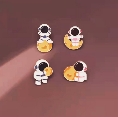 Astronaut and Moon Pin